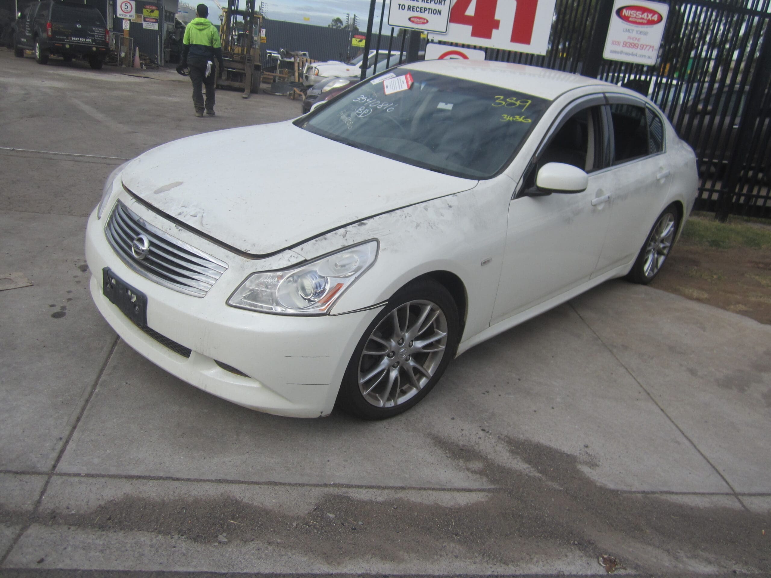 NISSAN SKYLINE V36 SEDAN 370GT VQ37 WHITE 2010 WRECKING