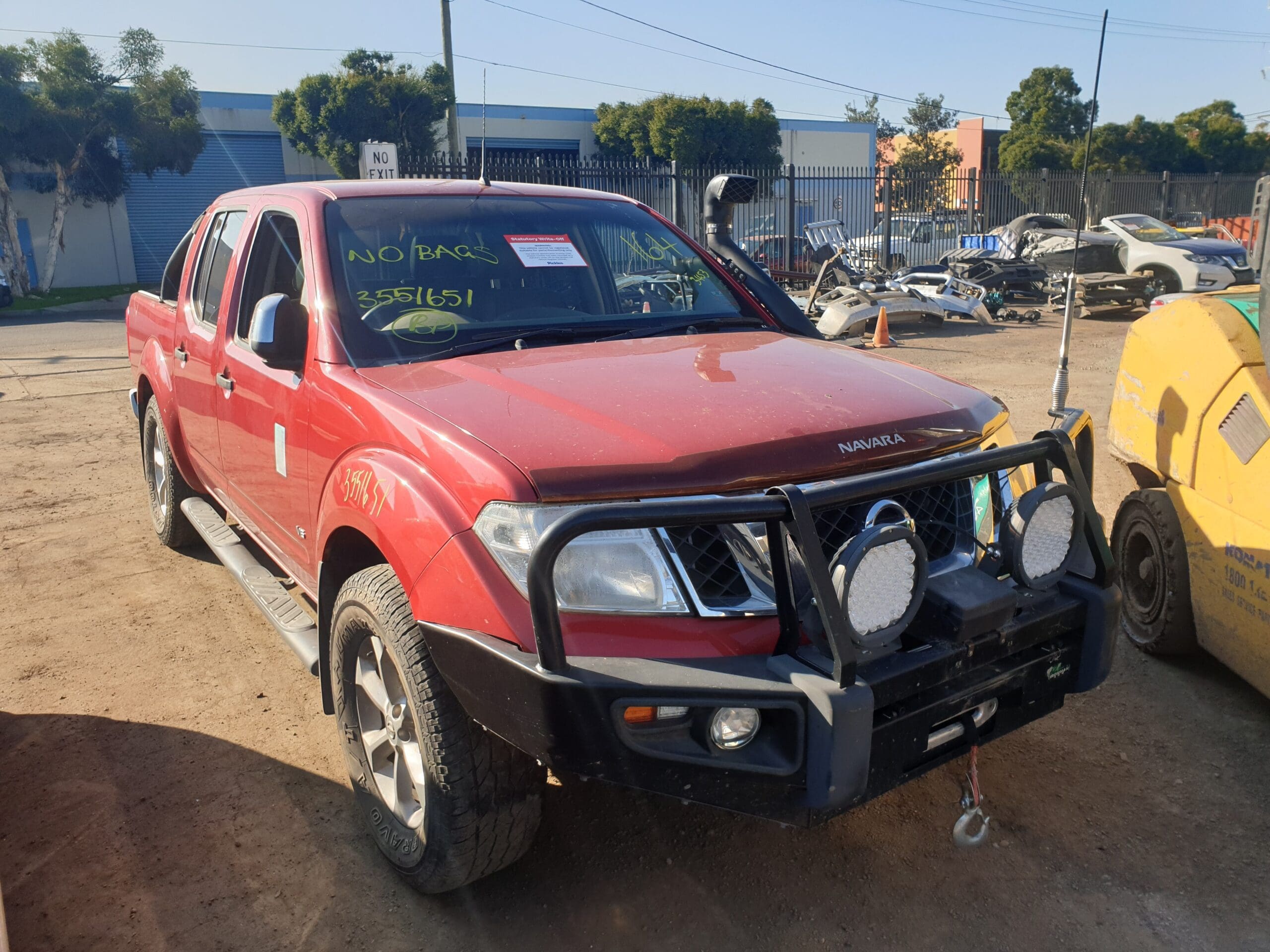 NISSAN NAVARA D40 V9X V6 3L DIESEL AUTO RED 2012 WRECKING